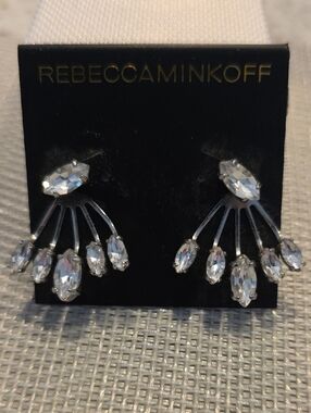 Rebecca Minkoff Clear Crystal Fan Cascade Earrings